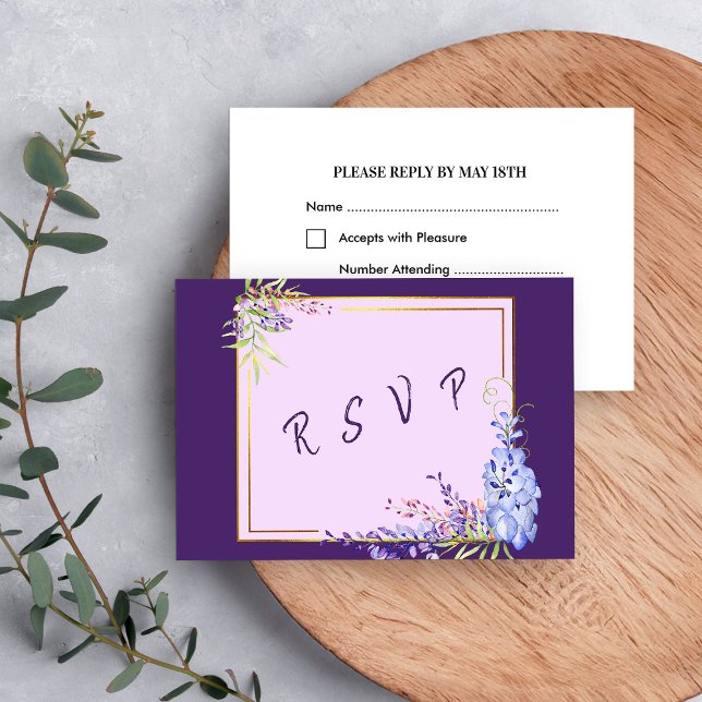 Cartão RSVP Watercolor Wisteria Purple Lavanda Floral (RSVP Card from my Purple Wisteria Quinceanera Collection
)