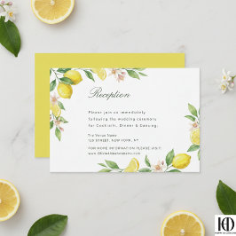 Cartão RSVP Watercolor Wreath Mediterranean Citrus Wedding