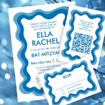 Cartão RSVP Wavy Frame Moderno, Bar Personalizado de Chic, Bat<br><div class="desc">CARDS RSVP perfeitos para incluir para uma morcega mitzvah, bar mitzvah ou outra celebração judaica! A mão fez uma armação de pinceladas bagunçadas para você no lado da frente! TOTALMENTE PERSONALIZÁVEL! Clique em "Personalizar" acima para editar o texto. Clique em "editar usando a ferramenta design" para ajustar as fontes, cores...</div>