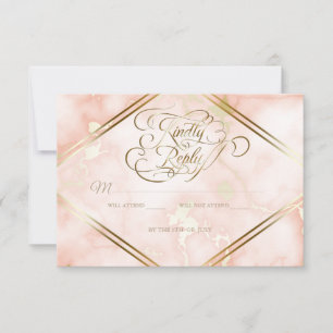Cartão RSVP Wedding a caligrafia ornamentado de mármore