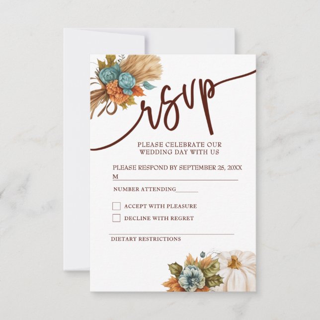 Cartão RSVP Wedding Attendance Response Card (Frente)