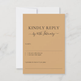 Cartão RSVP Wedding Burly Wood Sand Signature Kindly Reply