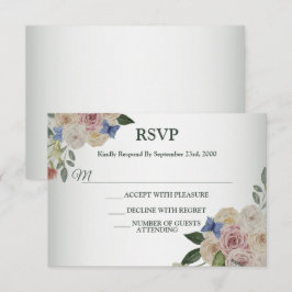 Cartão RSVP Wedding Colorful Floral Butterfly Green Wedding