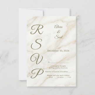 Cartão RSVP Wedding Marble and Laurel / Boda Mármol y Laurel