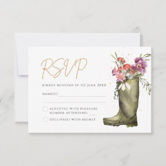 Cartão RSVP Wellington Boot Floral