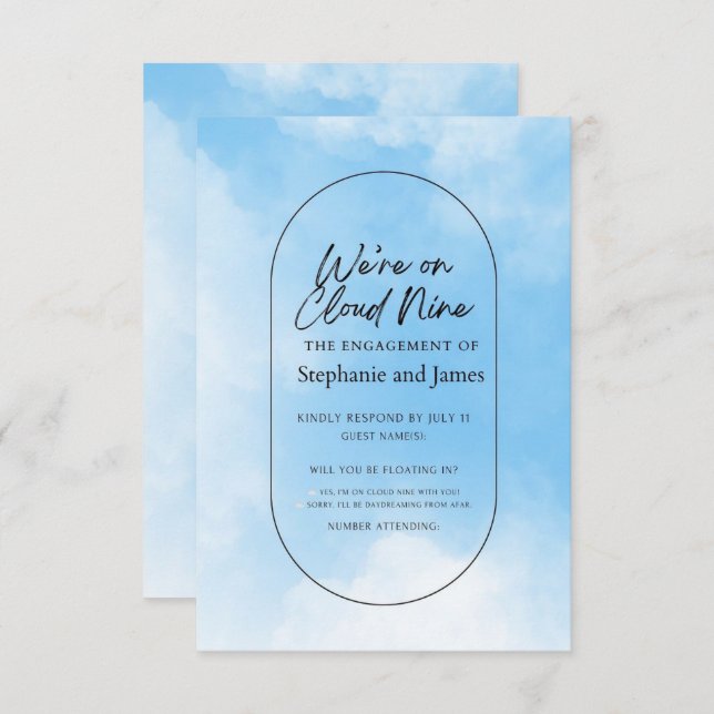 Cartão RSVP We're On Cloud Nine Response Card (Frente/Verso)