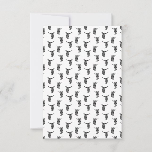 Cartão RSVP Western Texas Longhorn Bull PERSONALIZADO BG COLOR (Frente)