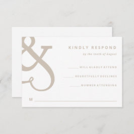 Cartão RSVP Whimsical Ampersand | Casamento branco e bege