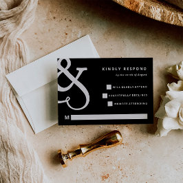 Cartão RSVP Whimsical Ampersand | Casamento Negro Moody