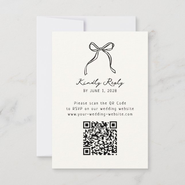 Cartão RSVP Whimsical, desenhado à mão Código QR de Casamento  (Frente)
