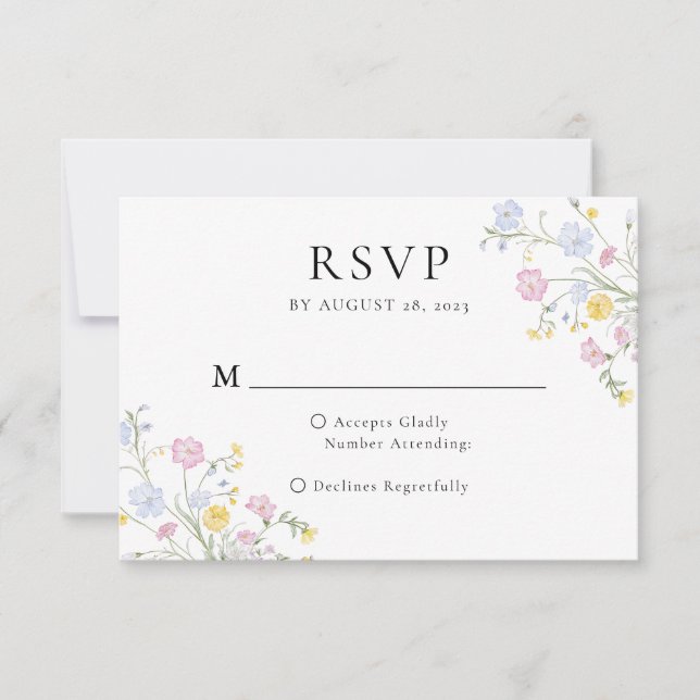 Cartão RSVP Whimsical Elegant Rococo Floral Crest Wedding (Frente)