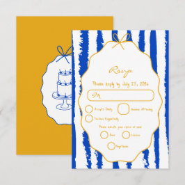 Cartão RSVP Whimsical Stripes Handwritten Painted Wedding