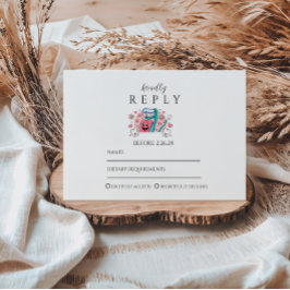 Cartão RSVP Whimsical Tooth & Hearts Dental Graduation Party