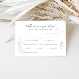 Cartão RSVP Whimsy Colorful Illustrated Wedding
