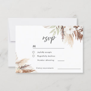 Cartão RSVP White Boho Flowers Sage Green deixa casamento