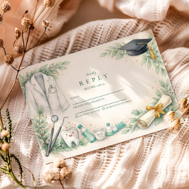 Cartão RSVP White Coat Dentist Graduation Celebration