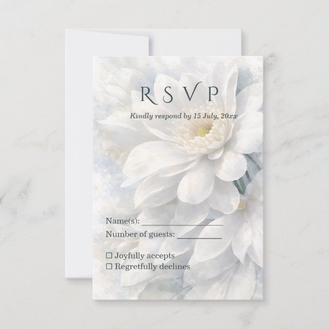 Cartão RSVP White Ivory Quiet Luxury Romantic Elegant Wedding  (Frente)