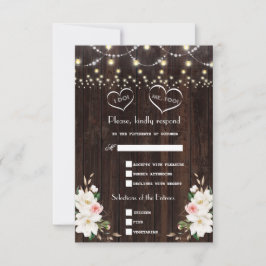 Cartão RSVP White Magnolia String Luz Velho Casamento de Narão