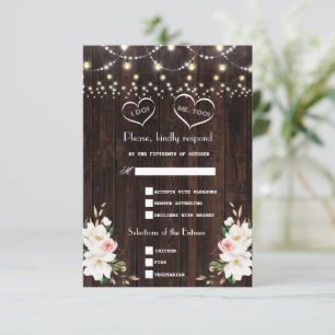 Cartão RSVP White Magnolia String Luz Velho Casamento de Narão