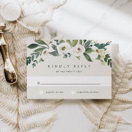 Cartão RSVP White Peony | Watercolor Floral Wedding