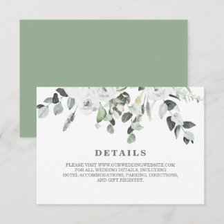 Cartão RSVP White Roses e Greenery Pormenores do casamento flo