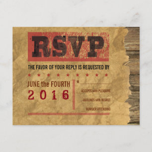 Cartão RSVP WILD WEST WANTED Bar Bat Mitzvah - Placa de respos