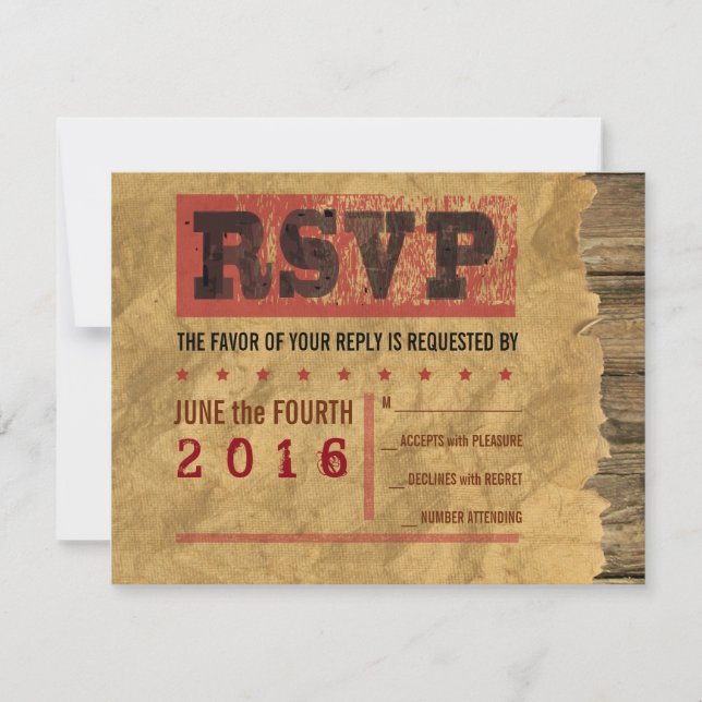 Cartão RSVP WILD WEST WANTED Bar Bat Mitzvah - Placa de respos (Frente)