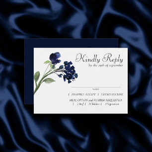 Cartão RSVP Wildbloom Árvore de flores boêmicas azul clássic