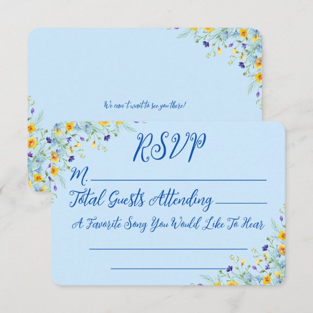Cartão RSVP Wildflower Bliss Belo Casamento Floral (Frente/Verso)