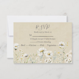 Cartão RSVP Wildflower Daisy Wedding