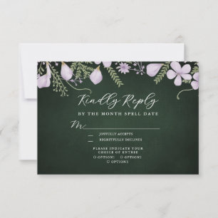 Cartão RSVP Wildflower & Fern sobre Floresta Verde