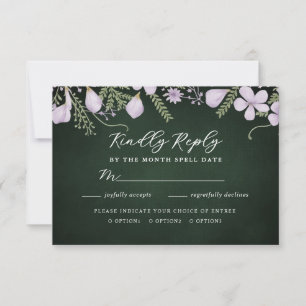 Cartão RSVP Wildflower & Fern sobre Floresta Verde