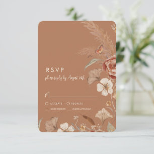 Cartão RSVP Wildflower Floral BOHO Terracotta Rust Wedch