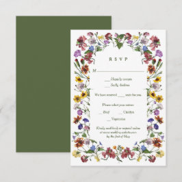 Cartão RSVP Wildflower Frame Rustic Boho Wedding