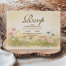 Cartão RSVP Wildflower Meadow Gold Quinceañera