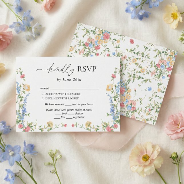 Cartão RSVP Wildflower Meadow Summer Wedding (Criador carregado)
