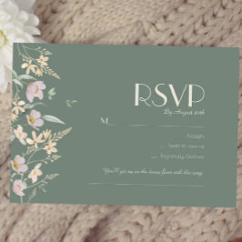 Cartão RSVP Wildflower Sage Deco Weding Song