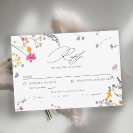 Cartão RSVP Wildflower Whimsy Watercolor Elegant Wedding Meal