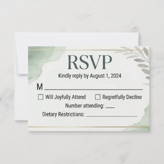 Cartão RSVP Willow Sage Wedding Response Cards (Frente)