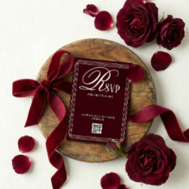 Cartão RSVP Wine Red Luxury Wedding