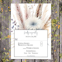 Cartão RSVP Winter Boho Floral Wedding | Branca