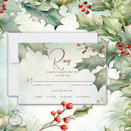 Cartão RSVP Winter Holly e Berries