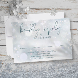 Cartão RSVP Winter Wonderland Elegant Script Snow Weding