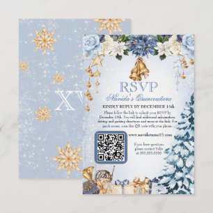 Cartão RSVP Winter Wonderland Holiday Quinceanera Código QR