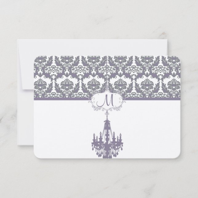Cartão RSVP Wisteria Purple Vintage Chandelier Cards (Frente)