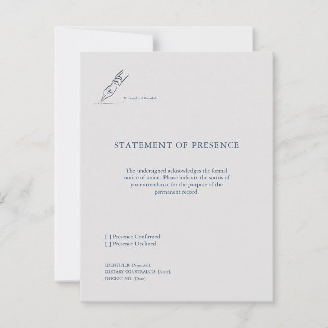 Cartão RSVP Witness Pen- Marriage Union Response Card (Frente)
