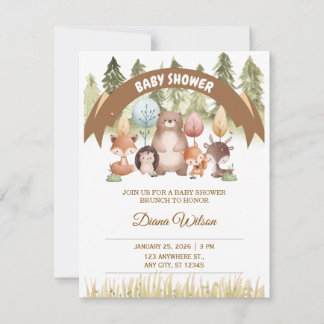 Cartão RSVP Woodland Forest Baby Shower Invite