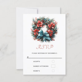 Cartão RSVP Wreath da Aquarela de Natal com Holly