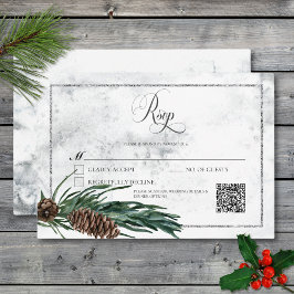 Cartão RSVP Wreath de inverno e Casamento Cardeal Vermelho Cód