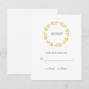 Cartão RSVP Wreath Floral Amarelo